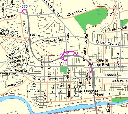 Route 378 through Bethlehem, Pennsylvania